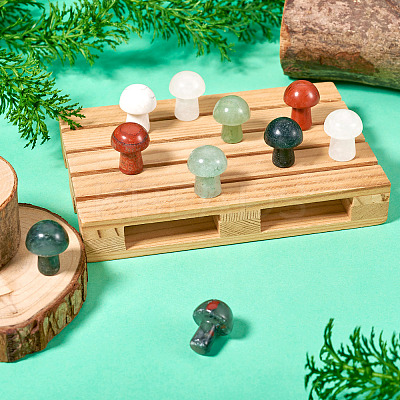10Pcs Natural & Synthetic Gemstone Mushroom Figurines G-TA0002-08-1