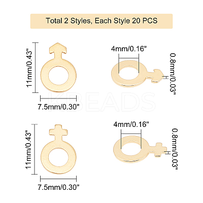 40Pcs 2 Style 304 Stainless Steel Charms STAS-UN0029-04-1