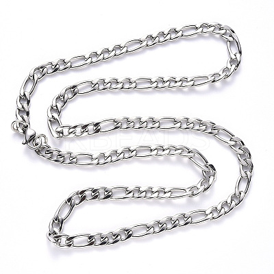 Non-Tarnish 304 Stainless Steel Figaro Chain Necklaces NJEW-S420-003A-P-1