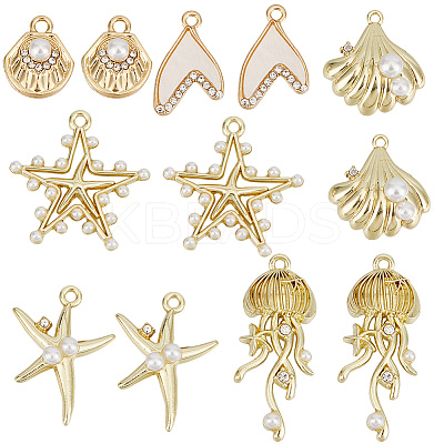 24Pcs 6 Styles Zinc Alloy Crystal Rhinestone Pendants FIND-SC0013-88-1