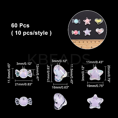 60Pcs 6 Style Transparent Acrylic Beads TACR-AR0001-04-1