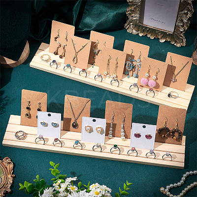 3-Slot Wood Earring Display Cards Stands ODIS-WH0070-01-1