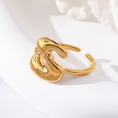 304 Stainless Steel Open Cuff Rings for Women RJEW-M060-01G-19-1