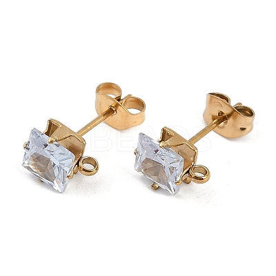 Ion Plating(IP) 304 Stainless Steel Cubic Zirconia Stud Earring Findings STAS-P373-06C-04-1
