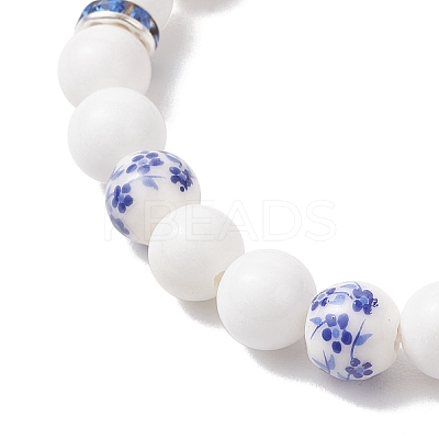 Dyed & Heated Natural Mashan Jade Round Beads Stretch Bracelets for Women BJEW-JB12207-1