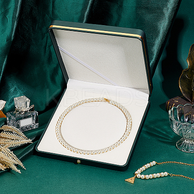 Square PU Leather Pearl Necklace Box LBOX-WH0002-06A-1