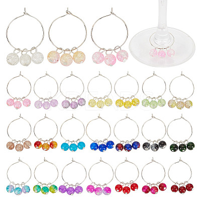 48Pcs 24 Colors Brass Wine Glass Charms AJEW-GO00002-1
