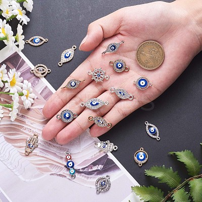 20Pcs Eye Enamel Charm Connector Mixed Shape Evil Eye Charm Assorted Evil Eye Connector for Jewelry Necklace Bracelet Earring Making Crafts JX220A-1