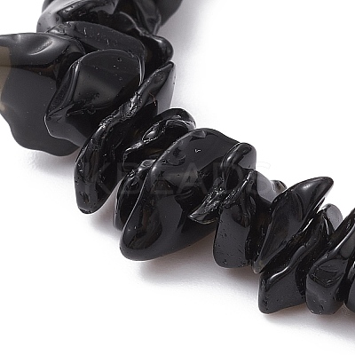 Natural Obsidian Chips Beaded Bracelet X-BJEW-JB09686-04-1
