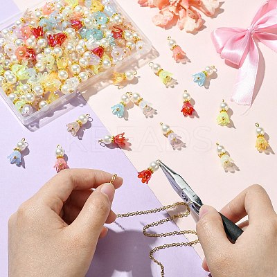100Pcs 10 Colors Acrylic Pendants PALLOY-CJ00058-1