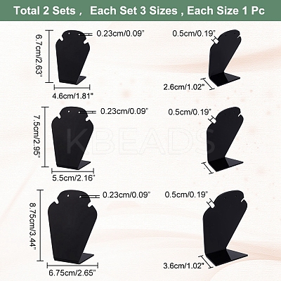 3Pcs 3 Sizes Acrylic Necklace Displays Stand Set NDIS-WH0006-12-1