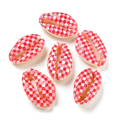 Printed Natural Shell Beads BSHE-G037-01F-1