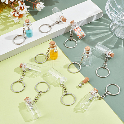 16Pcs Glass Bottle Keychains KEYC-NB00036-1