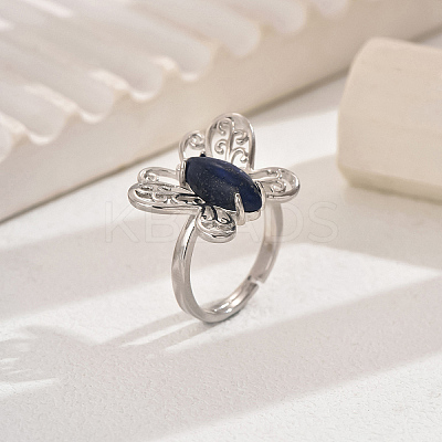 Simple Butterfly Natural Sodalite Adjustable Ring UP5145-2-1
