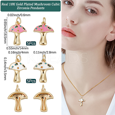 10Pcs 2 Colors Autumn Theme Rack Plating Brass Micro Pave Colorful Cubic Zirconia Pendants KK-BBC0017-99-1