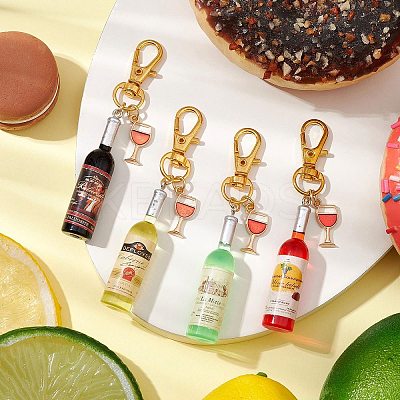 Goblet Alloy Enamel with Wine Resin Pendant Decorations HJEW-JM02524-1