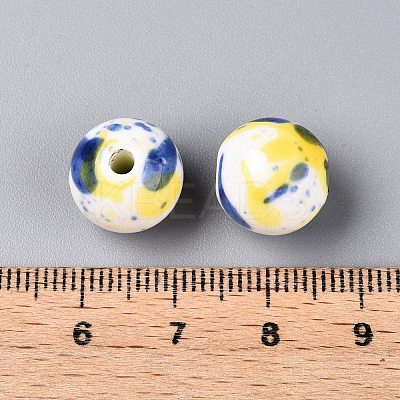 Glazed Porcelain Round Beads PORC-Q197-12mm-04-1