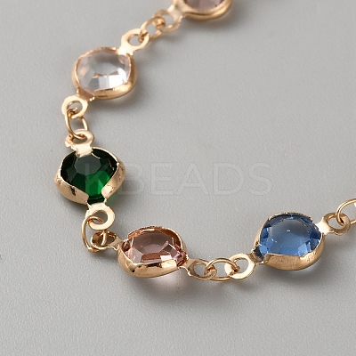 Brass Rhinestone Link Bracelets for Women BJEW-WH0014-101-1