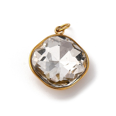 316 Stainless Steel Faceted Glass Pendants STAS-K258-47G-03-1