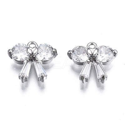 Brass Inlaid Clear Cubic Zirconia Charms ZIRC-S069-018P-1