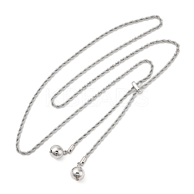 Round Brass Slider Lariat Necklaces for Women NJEW-G162-05P-1