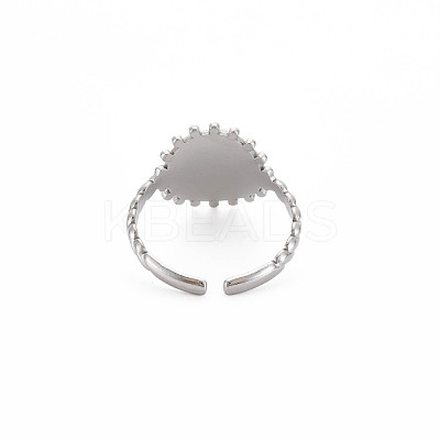 Non-Tarnish 304 Stainless Steel Flat Round with Initial Letter Open Cuff Ring for Men Women RJEW-S405-246P-Z-1