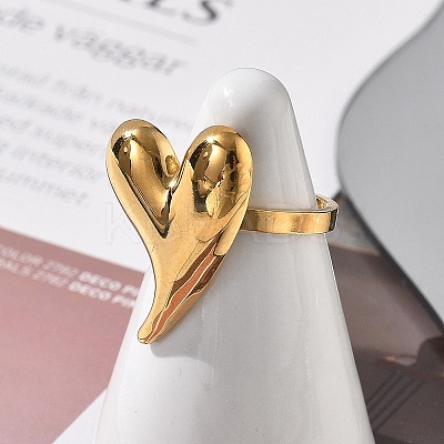 304 Stainless Steel Open Cuff Ring for Women RJEW-M049-05G-03-1