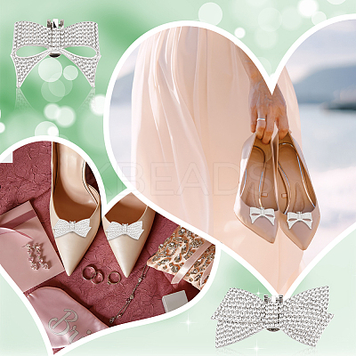 8Pcs 4 Styles Bowknot Alloy Rhinestone Shoe Decorations AJEW-GA0006-99-1