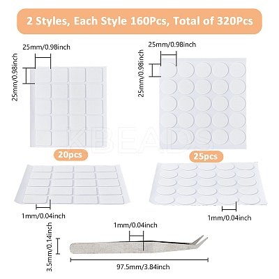 310Pcs 2 Styles Square/Round Acrylic Double Sided Adhesive AJEW-FH0004-93-1