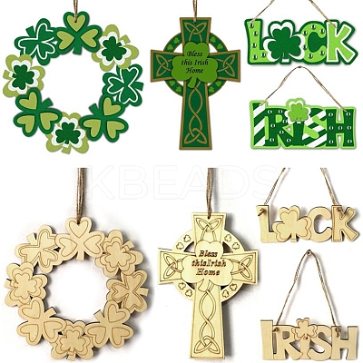DIY Word Irish Unfinished Wooden Ornaments Blank Wooden Embellishments WOOD-C009-04-1