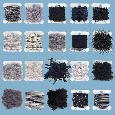 20Pcs 20 Styles Polycotton Fringe Trim Ribbons OCOR-GF0004-90-1