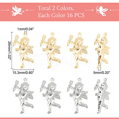 32Pcs 2 Colors Valentine's Day 304 Stainless Steel Pendants STAS-UN0040-27-1