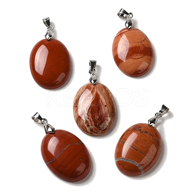 Natural Red Jasper Pendants G-Z055-03P-17-1