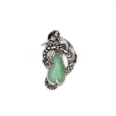 Natural Green Aventurine Brass Pendants G-PW0004-66C-1