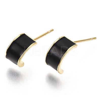 Brass Enamel Half Hoop Earrings KK-N232-97B-NF-1