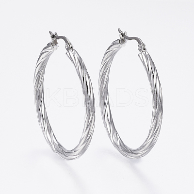 Tarnish Resistant 304 Stainless Steel Hoop Earrings EJEW-H322-17P-1