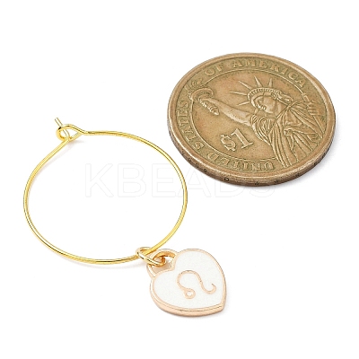12Pcs Heart with Constellation Alloy Enamel Wine Glass Charms Sets AJEW-JO00230-01-1