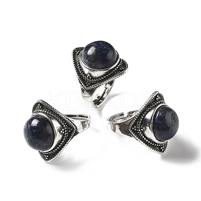 Natural Sodalite Adjustable Rings G-P560-03AS-10-1