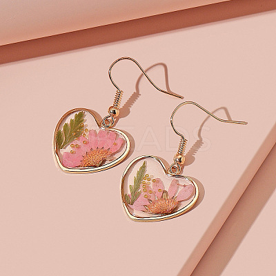 Heart Alloy Resin Dangle Earrings FS-WG72C44-02-1