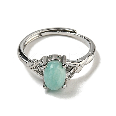 Oval Natural Amazonite Rings RJEW-Q818-01P-01A-1