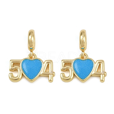 Brass Deep Sky Blue Enaeml European Dangle Charms KK-C114-06G-1