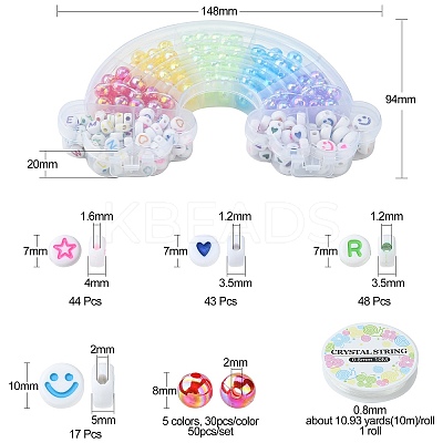 302Pcs 9 Style Transparent & Opaque Rainbow Iridescent Acrylic Beadss Plated and Enamel MACR-CJ0001-55-1