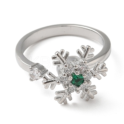 Rotatable Cubic Zirconia Snowflake Open Ring LS-RJEW-Q776-04P-1