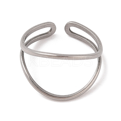 Non-Tarnish 304 Stainless Steel Double Layer Cuff Rings for Women RJEW-G322-01P-1