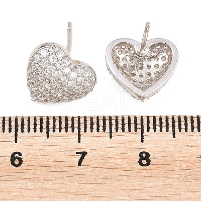 Brass Micro Pave Clear Cubic Zirconia Stud Earrings EJEW-G471-31P-02-1