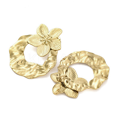 304 Stainless Steel Flower Theme Stud Earrings For Women EJEW-B110-04G-05-1