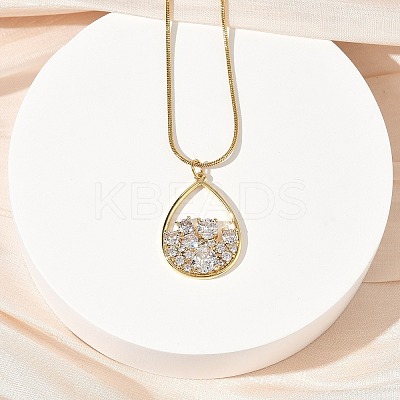 304 Stainless Steel Micro Pave Clear Cubic Zirconia Pendant Necklaces for Women LS-NJEW-Z103-01G-05-1