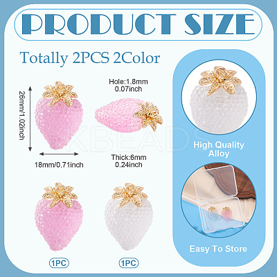 2Pcs 2 Colors Alloy Resin Pendants CRES-TA0001-53-1
