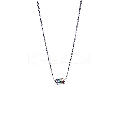 304 Stainless Steel Pride Flag/Rainbow Flag Column Pendant Box Chain Necklaces for Men WG592AE-01-1