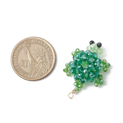 3D Electroplate Glass Seed Beaded Tortoise Pendants PALLOY-MZ00674-1